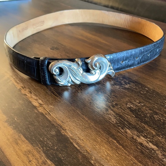 Vintage 90s Brighton Black Leather Belt - Picture 2 of 9